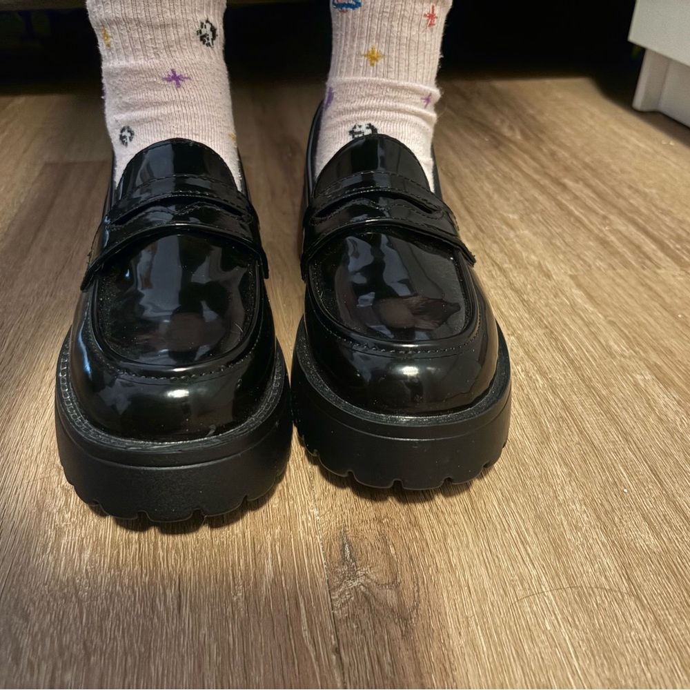 Sugar Punk Black Patent Platform Penny Loafers - Picture 2 of 6